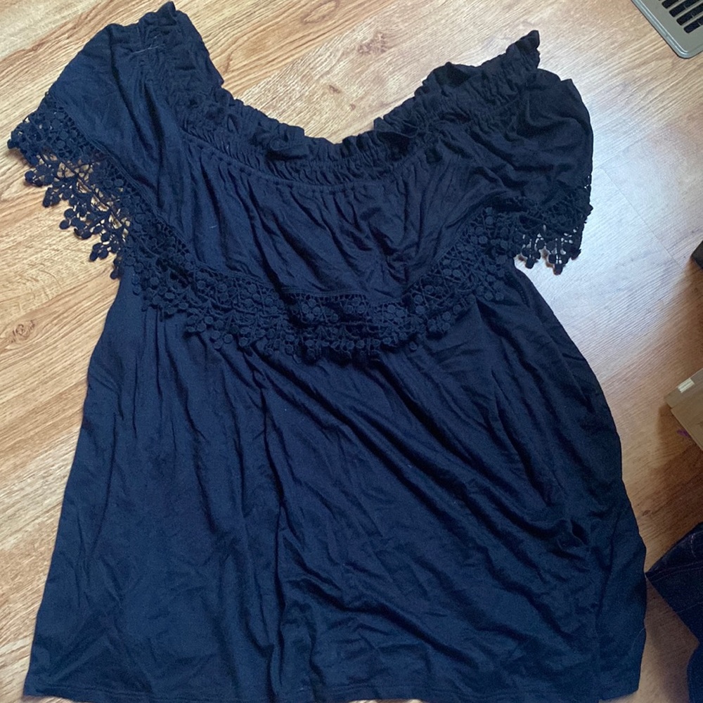 Black off the shoulder blouse
